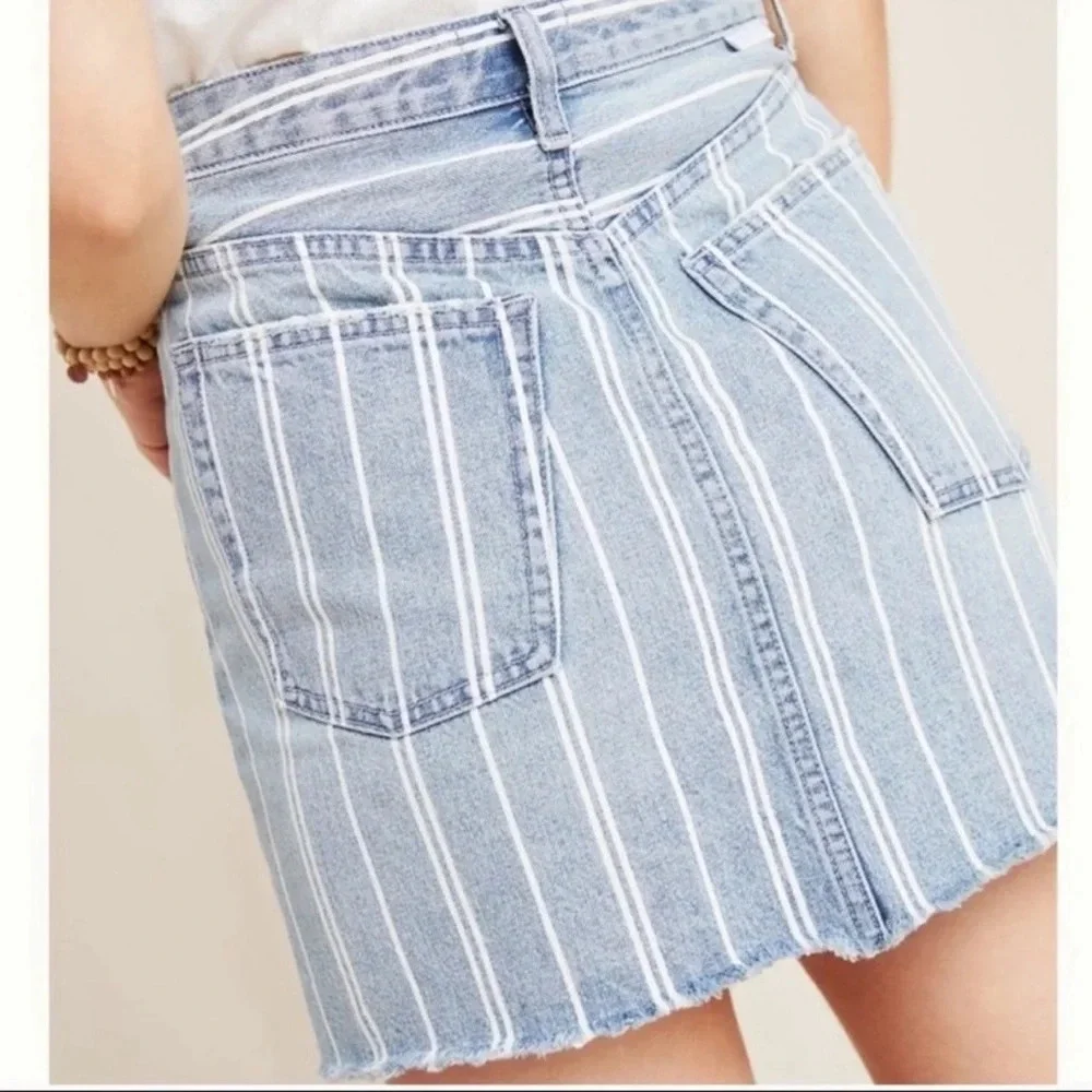 Boyish Denim Mini Skirt Blue Stripe Corey made me criminal Raw Edge High Rise.